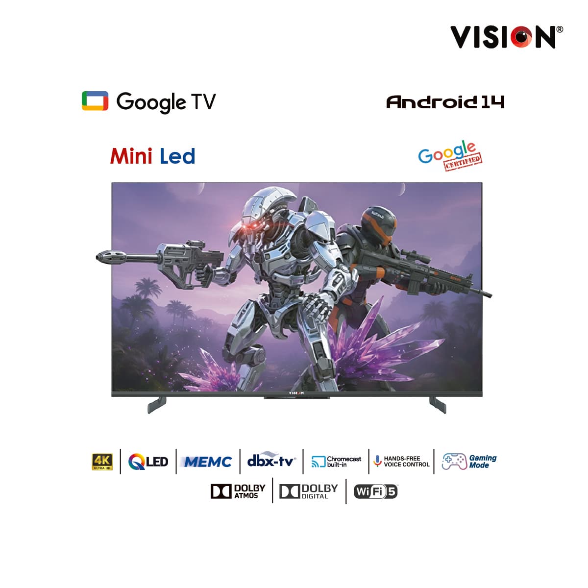 Vision 75” Mini QLED Google TV 4K MX6 Galaxy Ultra