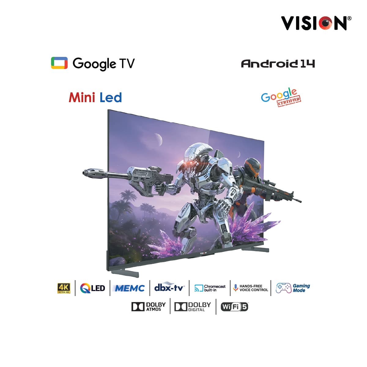 Vision 75” Mini QLED Google TV 4K MX6 Galaxy Ultra thumbnail 2
