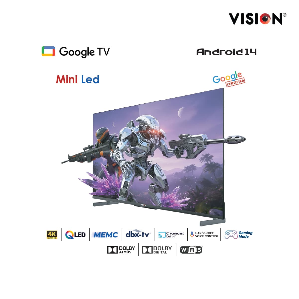 Vision 75” Mini QLED Google TV 4K MX6 Galaxy Ultra thumbnail 3
